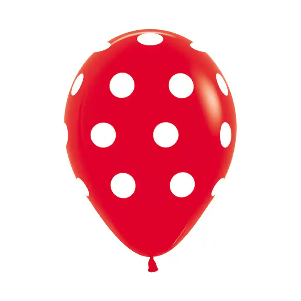 Globos Infinity Polka Blanco F Rojo R12 X 12 Unidades Sempertex