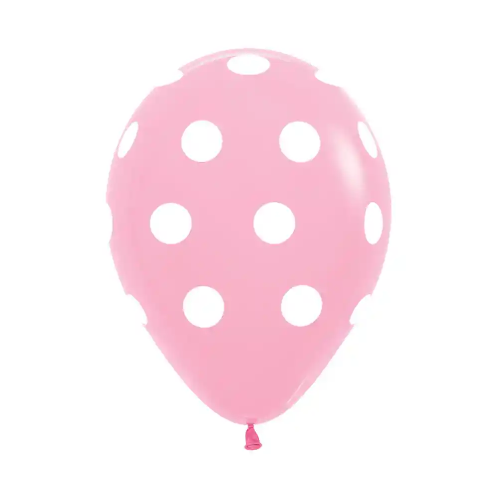 Globos Infinity Polka Blanco F Rosado R12 X 12 Unidades Sempertex