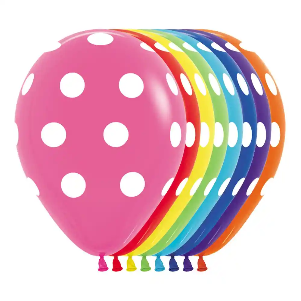 Globos Infinity Polka Blanco Fashion Surtido R12 X 12 Unidades Sempertex