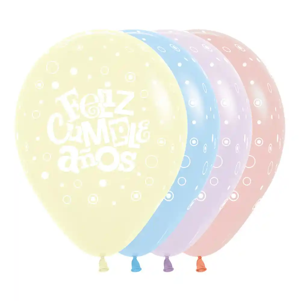 Globos Infinity Feliz Cumpleaños Festival Pastel Mate Surtido R12 X 12 Unidades Sempertex