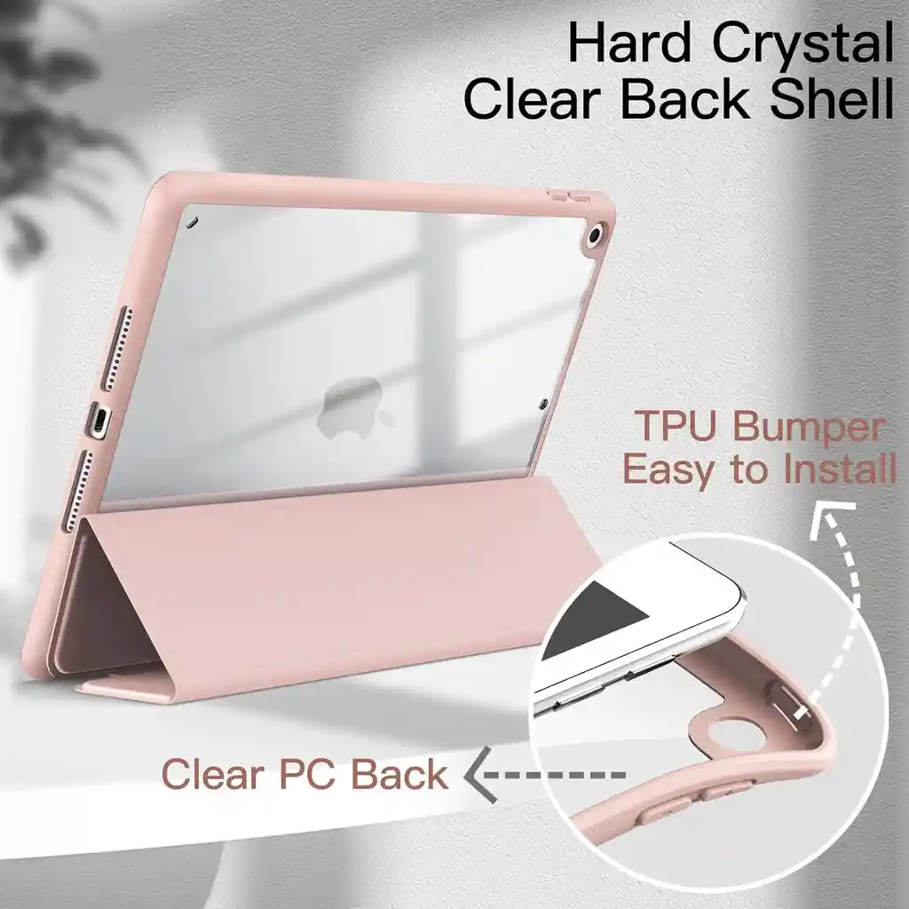 Estuche Protector Smart Clear Magnetico Para Ipad 10.2 7a 8a 9a Generacion – Rosado