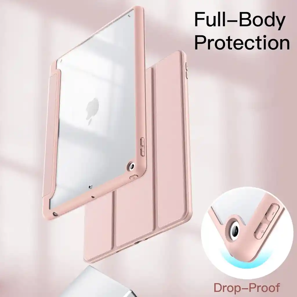 Estuche Protector Smart Clear Magnetico Para Ipad 10.2 7a 8a 9a Generacion – Rosado