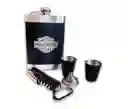 Licorera Wiskera Harley Davidson 9oz Acero Inoxidable. 2 Copas + Navaja