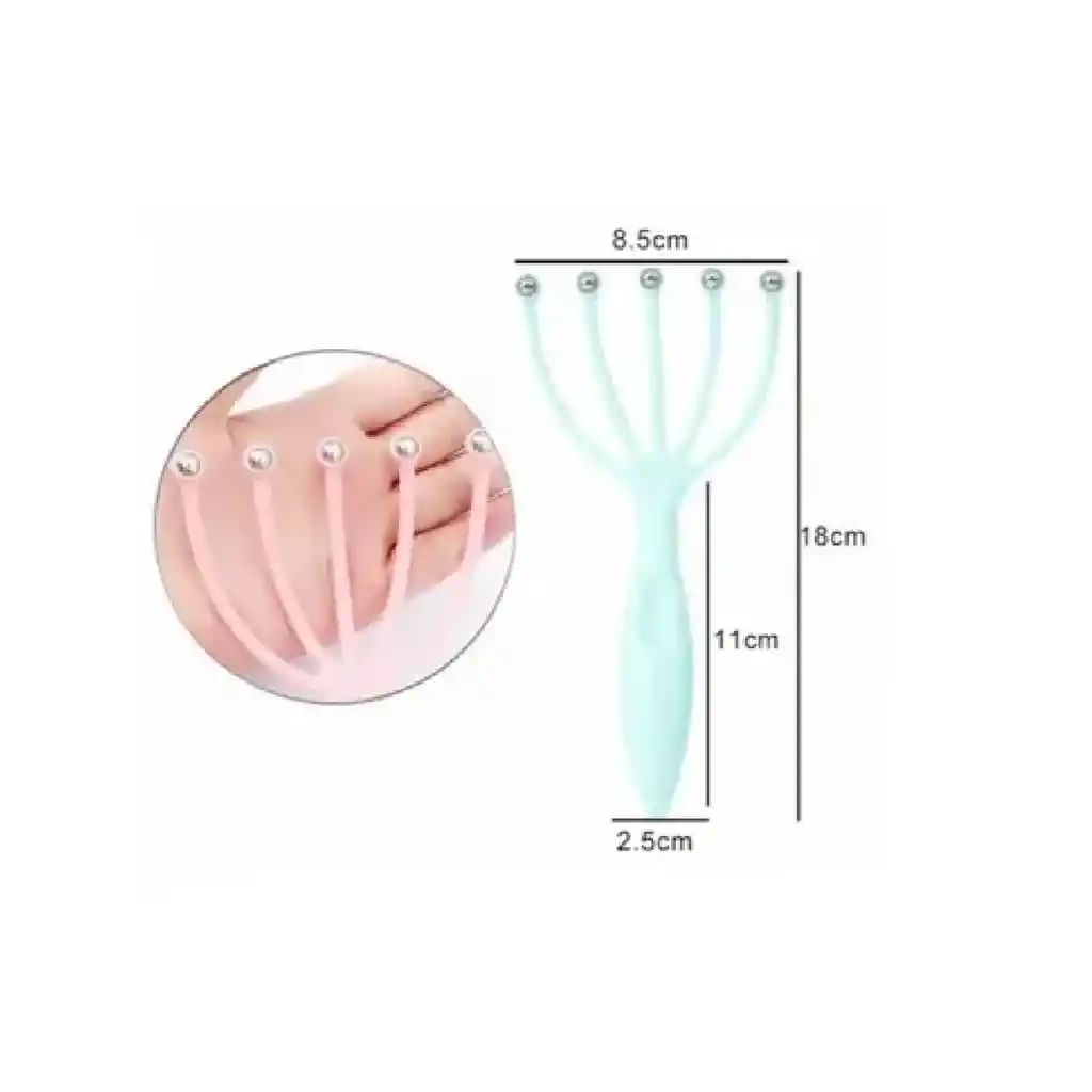 Masajeador Manual Para Cuero Cabelludo Relajante - Disponible En Color Verde Y Rosado