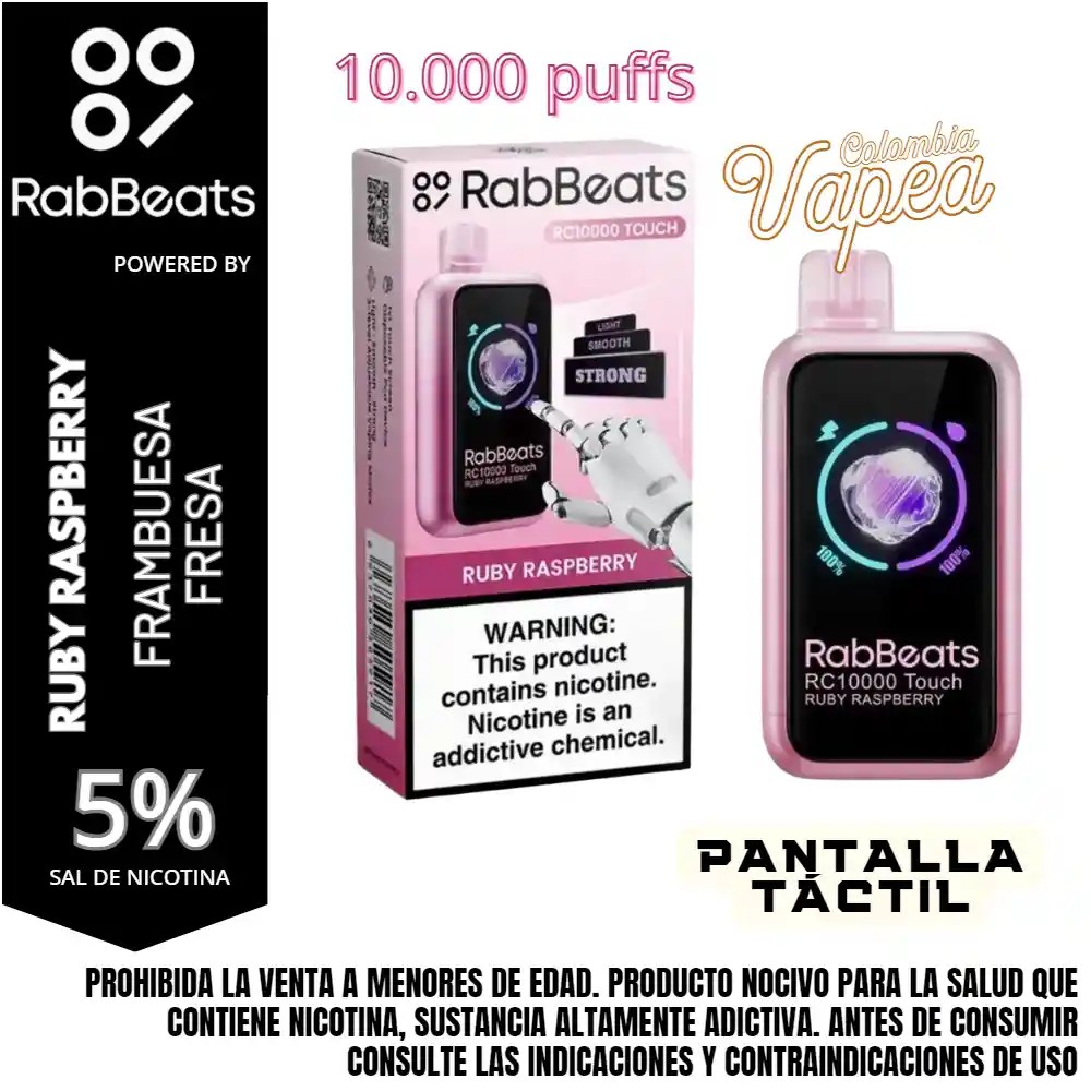 Vape Rabbeats Ruby Raspberry 10000 Puffs 5%