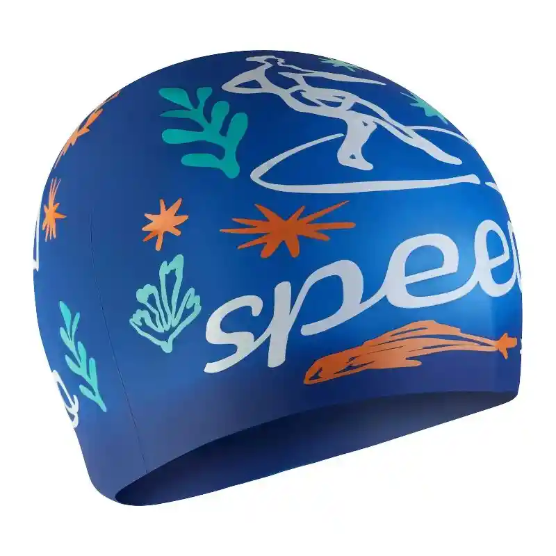 Speedo Gorro De Natacion Junior Printed Silicona Piscina Entrenamiento