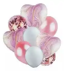 Bouquet Globos Metalizados 9 Piezas Agata Corazon Abstracto