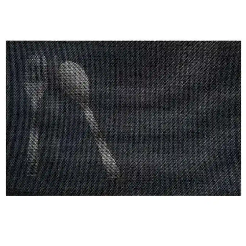 Mantel Individual Para Mesa, Comedor Cocina 4 Piezas Cubiertos Color Negro