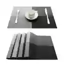 Mantel Individual Para Mesa, Comedor Cocina 4 Piezas Cuadros Color Negro