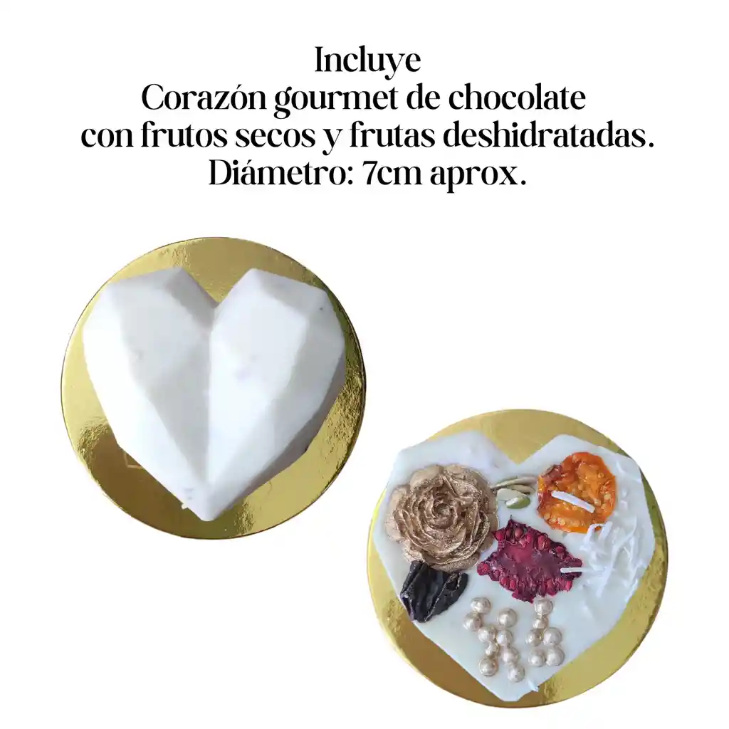 Corazón Pequeño Con Rosas Y Chocolate
