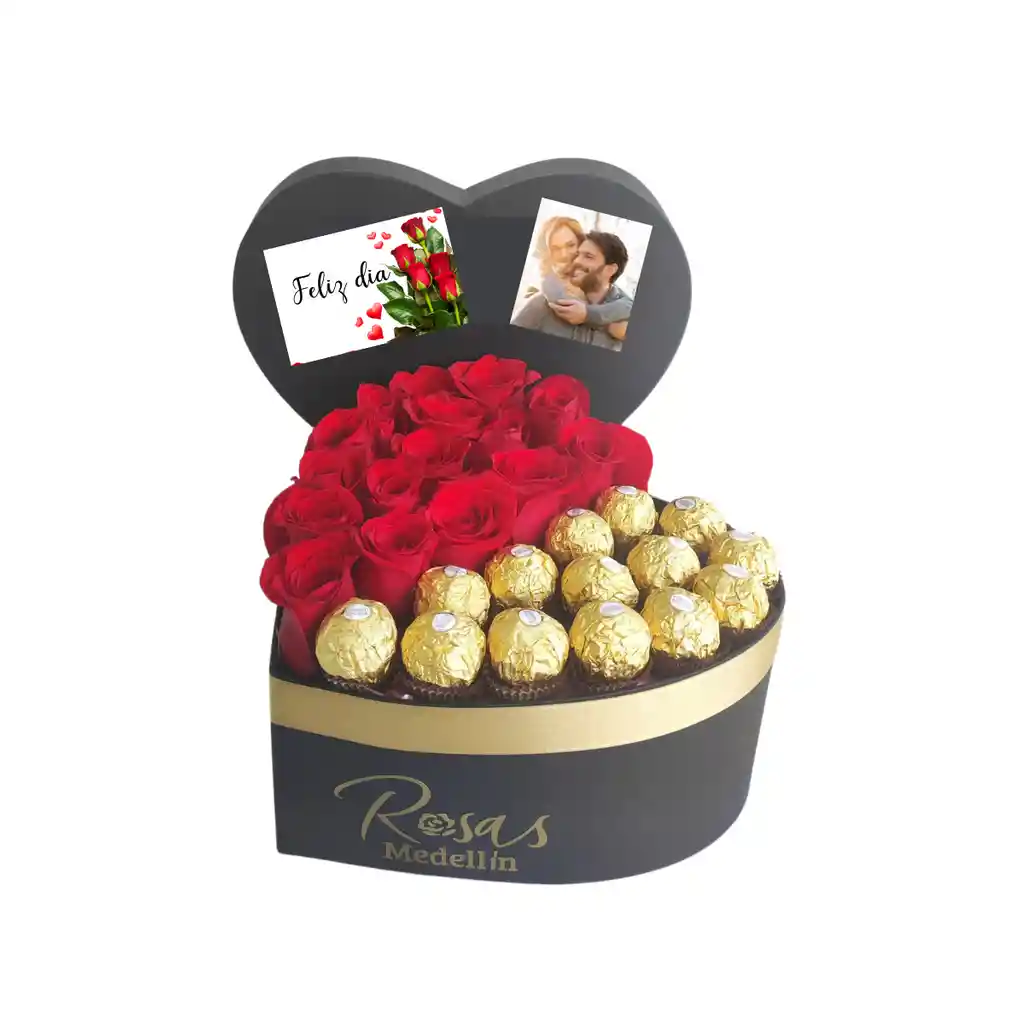 Corazón Mitad Rosas Y Chocolates Ferrero Rocher