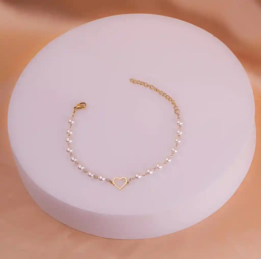 Pulsera Corazón Perlas