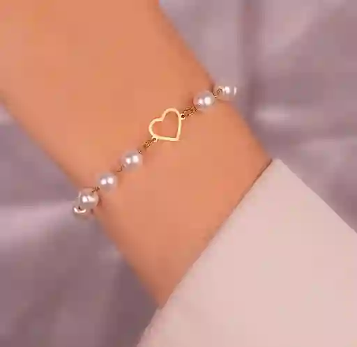 Pulsera Corazón Perlas