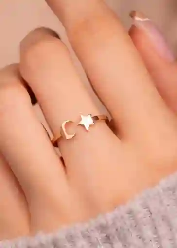 Anillo Luna Estrella Dorado