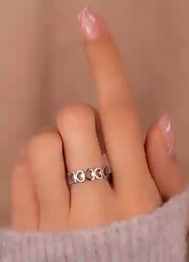 Anillo Corazones Plateados