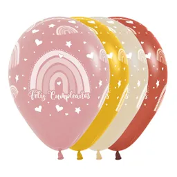 Globos Infinity Feliz Cumpleaños Arcoiris R12 X 50 Unidades Sempertex