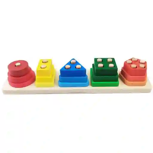 Juguete Didáctico Madera Geométrica Apilar Encajar Montessori