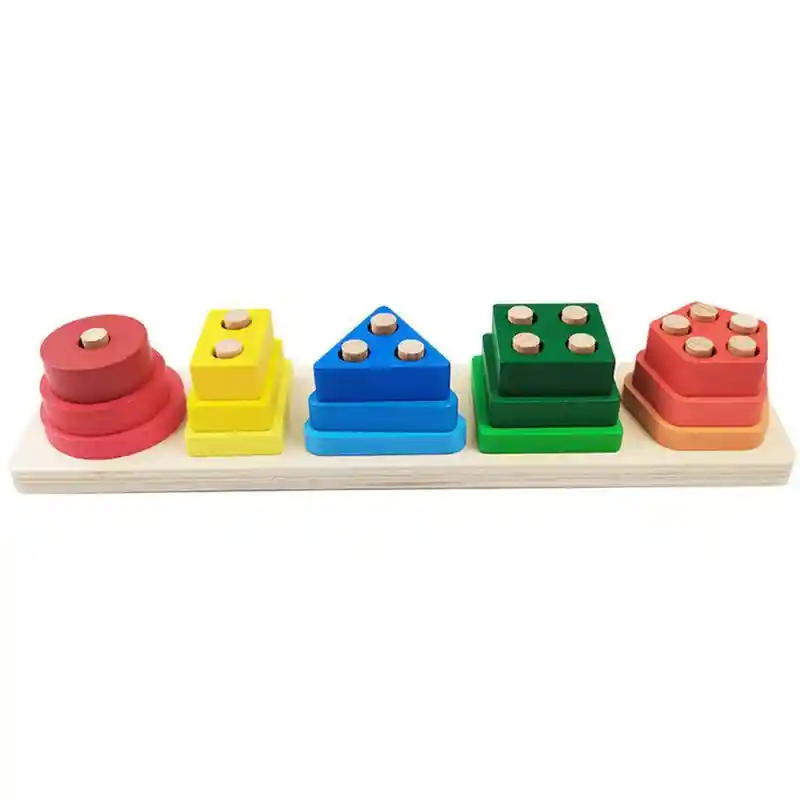 Juguete Didáctico Madera Geométrica Apilar Encajar Montessori