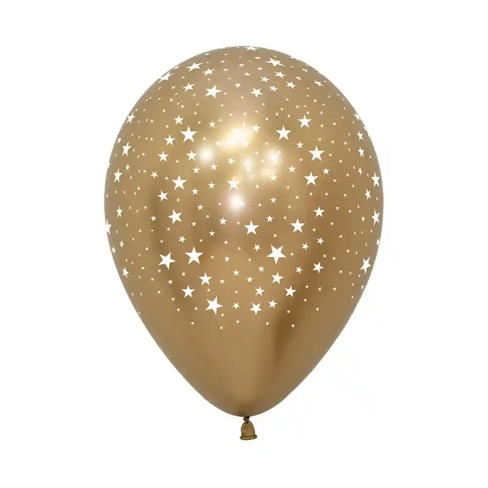 Globos Reflex Dorado Inf Estrellas R5 X 50 Unidades Sempertex