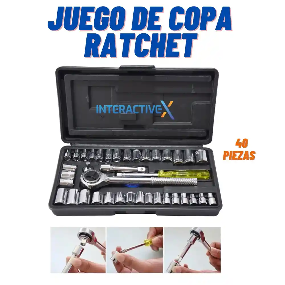 Juego De Raches Copas 40 Piezas Mecánica Motos Vehículos /kit De Raches