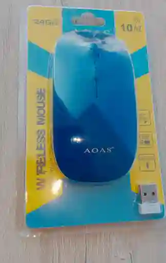 Mouse Inalámbrico Azul Semi Plano Aoas De 2.4ghz 1600dpi 10m