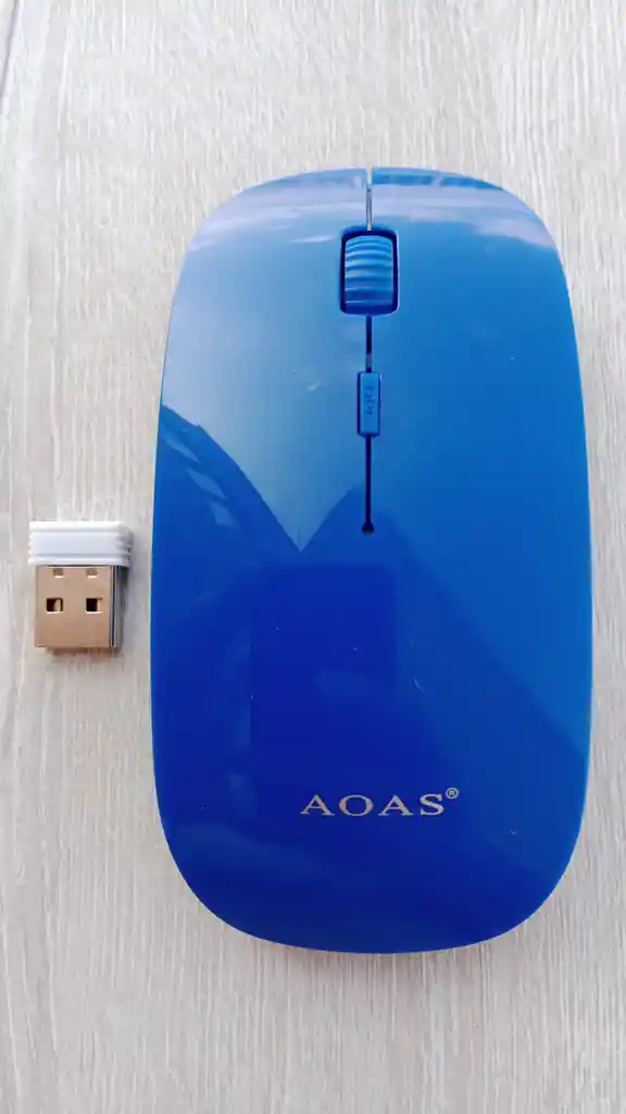Mouse Inalámbrico Azul Semi Plano Aoas De 2.4ghz 1600dpi 10m