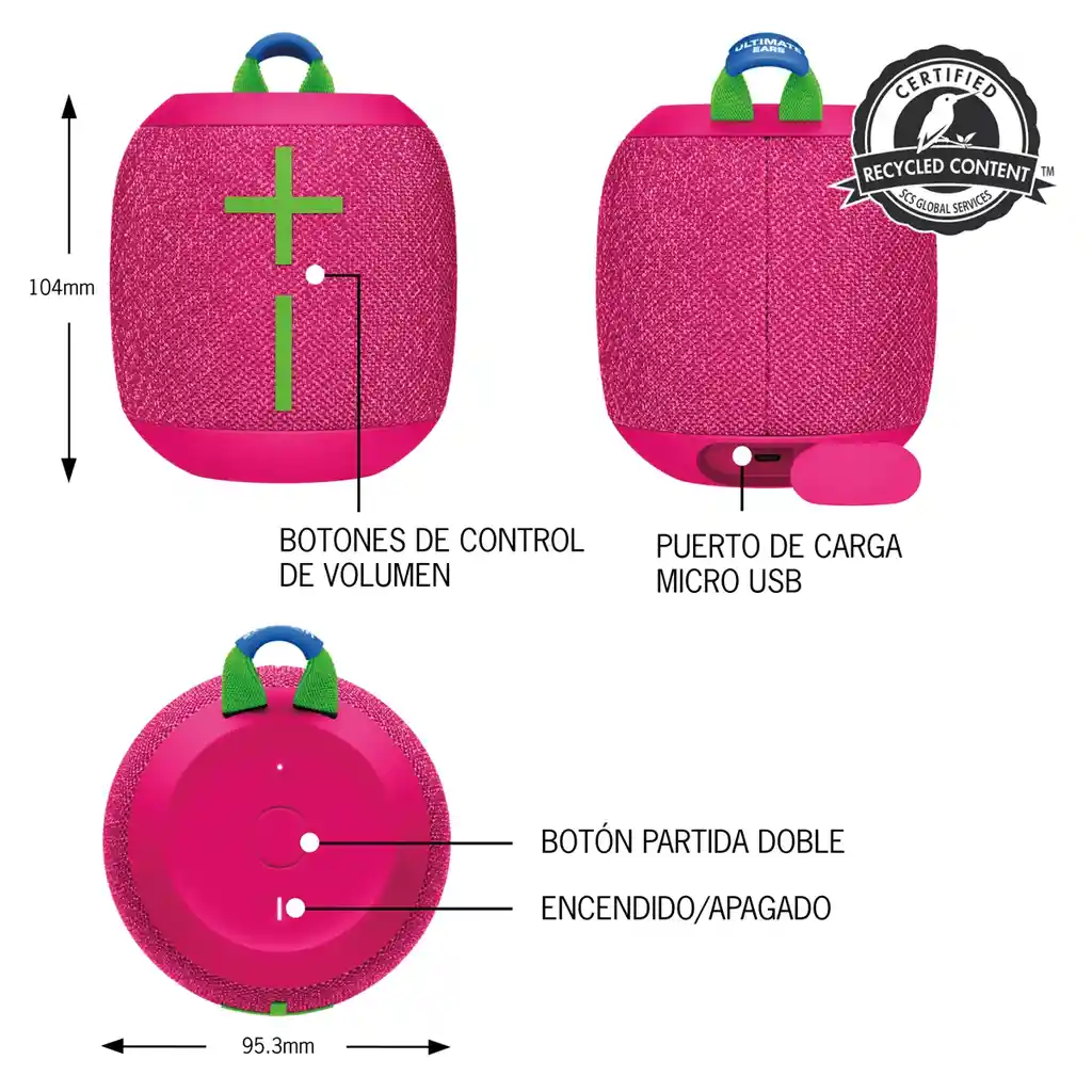 Parlante Impermeable Bluetooth, Ultimate Ears Wonderboom 3 Rosado