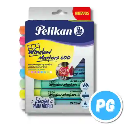 Pelikan Caja Marcadores Window Markers 600 X8 Unds (especial Para Vidrios O Globos)