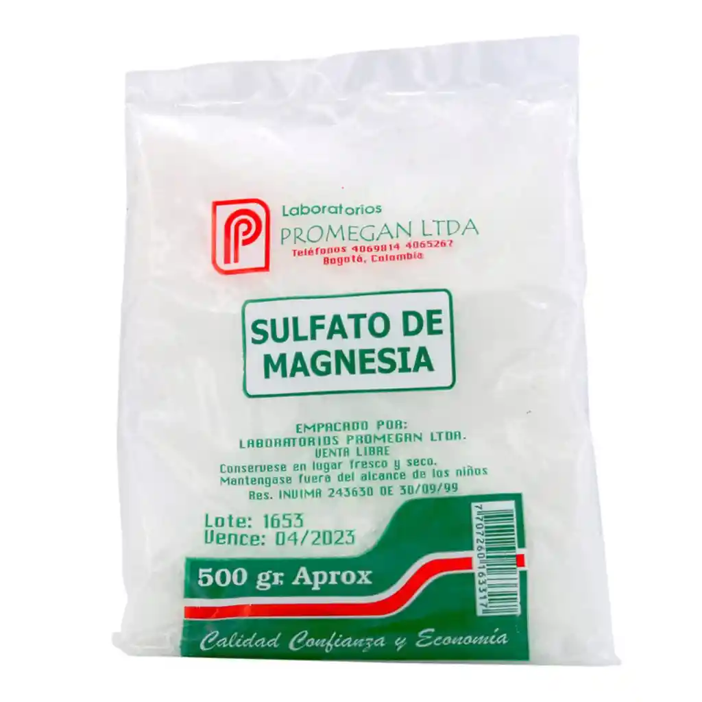 Sulfato De Magnesia 500g Aprox Lab Promegan