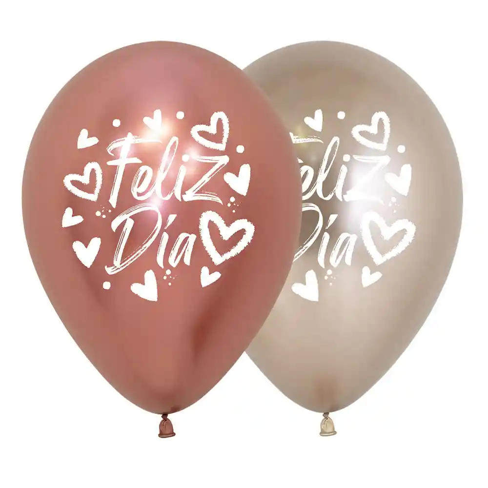 Globos Reflex Feliz Dia Corazones Brillantes R12 X 12 Unidades Sempertex