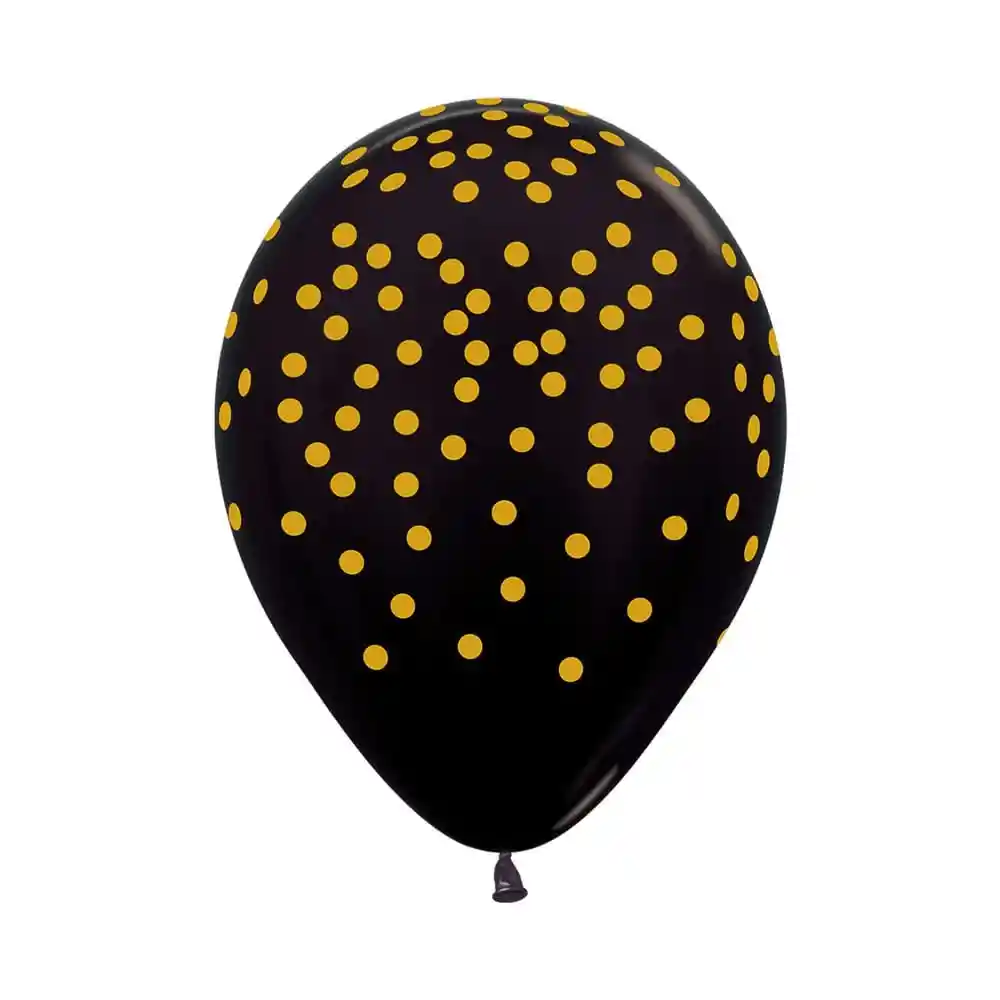 Globos Fashion Negro Confetti Dorado R12 X 12 Unidades Sempertex