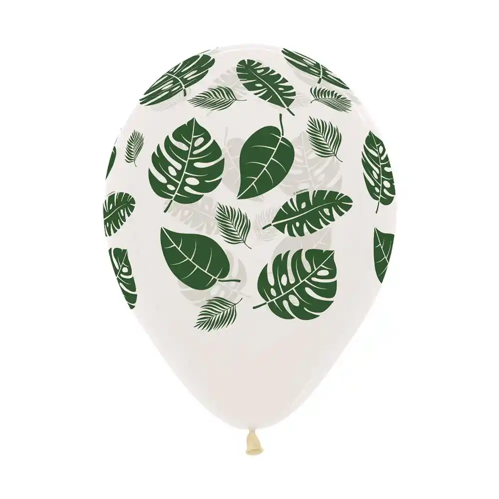 Globos Fashion Blanco Inf Hojas R12 X 12 Unidades Sempertex