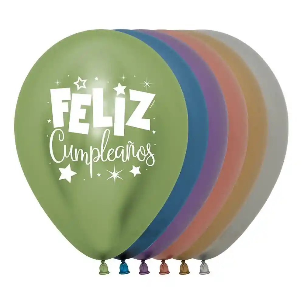 Globos Reflex Feliz Cumpleaños Fantasia R12 X 12 Unidades Sempertex