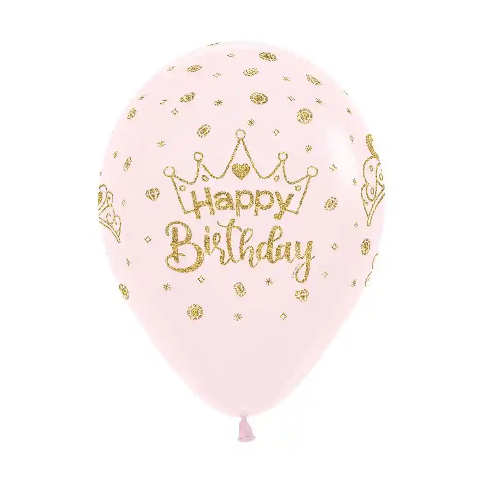 Globos Satin Y Metal Surtido Happy Birthday Coronas R12 X 12 Unidades Sempertex