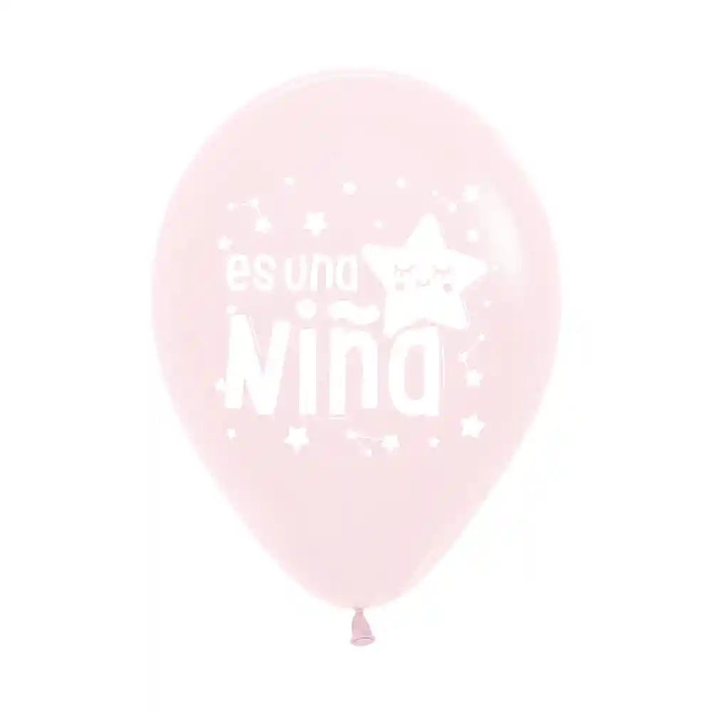 Globos Es Una Niña Estrella Rosado Pastel Mate R12 X 12 Unidades Sempertex