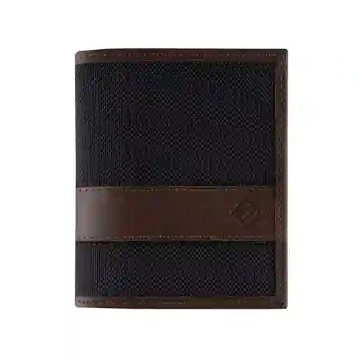 Billetera Compac Cuero Café -lona Negra Lzbc25