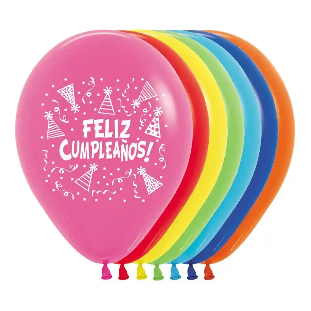 Globos Fashion Surtido Feliz Cumpleaños Gorritos R5 X 50 Unidades Sempertex