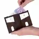 Billetera Compac Cuero Café -lona Negra Lzbc25