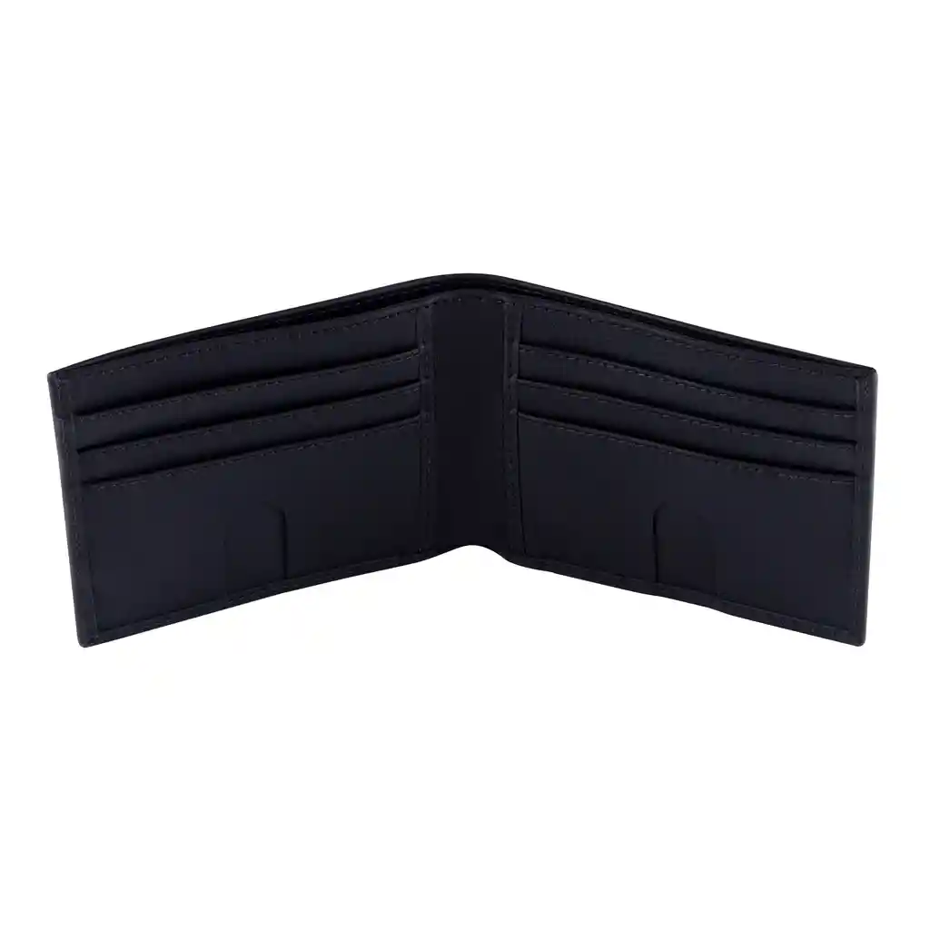 Billetera Compac Cuero Café -lona Negra Lzbc25
