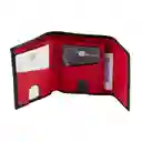 Billetera Iman Cuero Negra Roja Lzb15