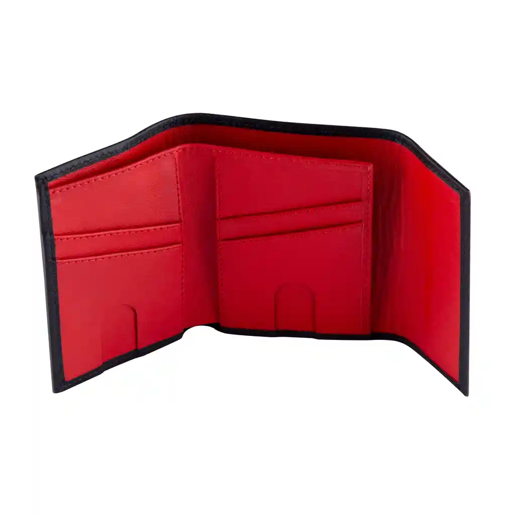 Billetera Iman Cuero Negra Roja Lzb15