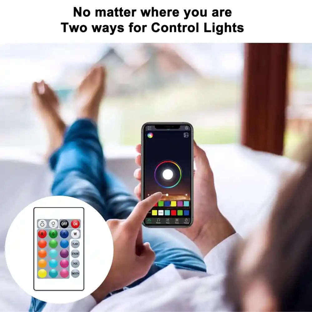 Cinta De Luz Led 10 Metros Rgb Control Remoto App Movil 12v