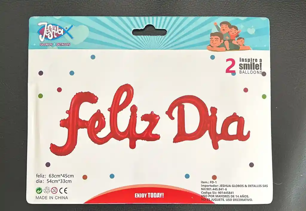 Letrero Feliz Dia Inflable Metalizado Rojo