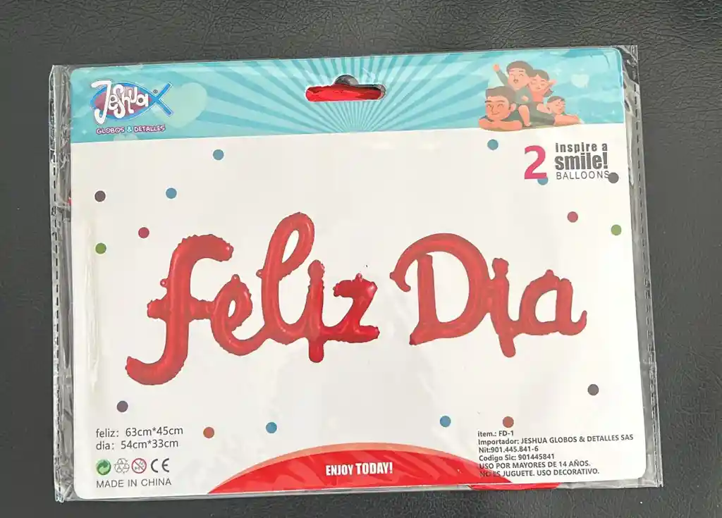 Letrero Feliz Dia Inflable Metalizado Rojo