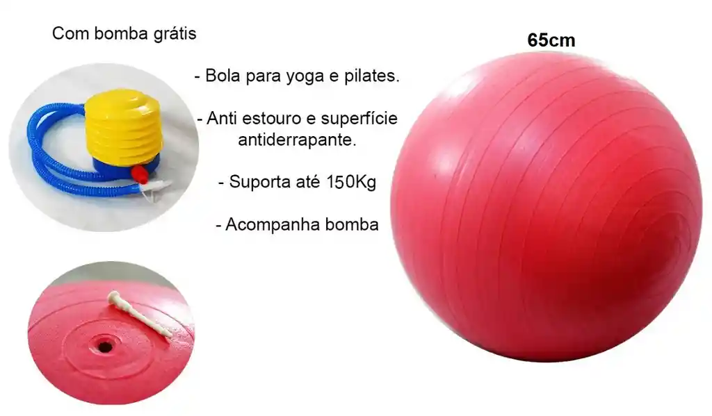 Balón Pilates 75 Cm Pelota Abdominal Yoga Terapia - Rojo