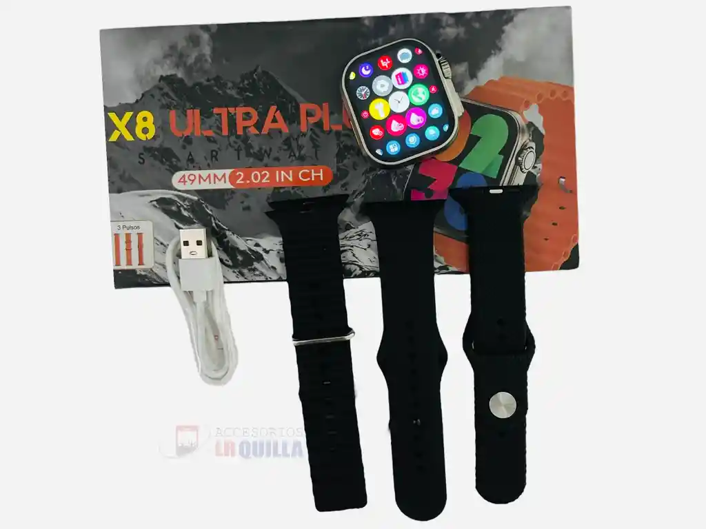 Reloj Inteligente X8 Ultra Plus Con 3 Manillas *negro* / Smartwatch