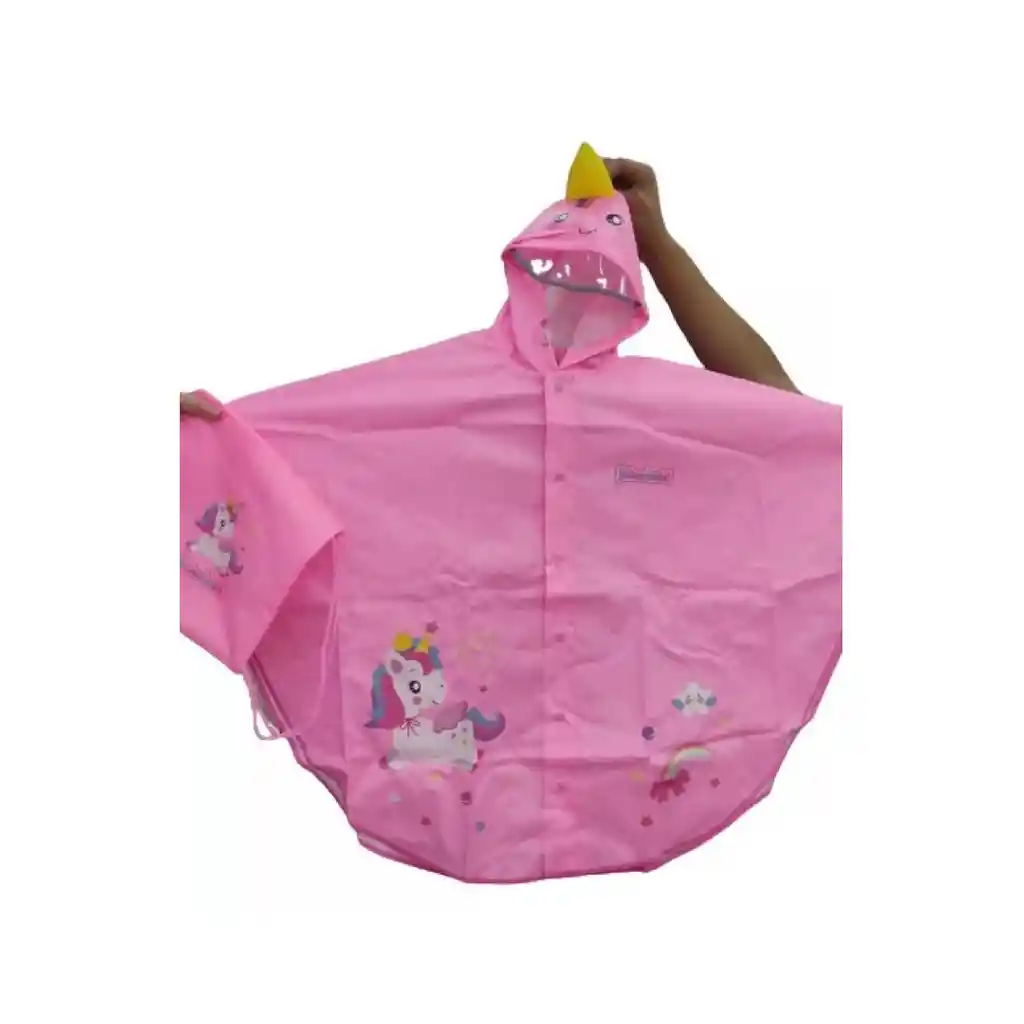 Impermeable Infantil Capa Poncho Lluvia Diseño Protege Tula Rosa