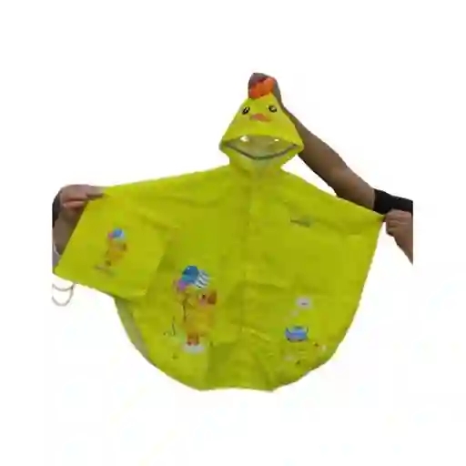 Impermeable Infantil Capa Poncho Lluvia Diseño Protege Tula Amarillo