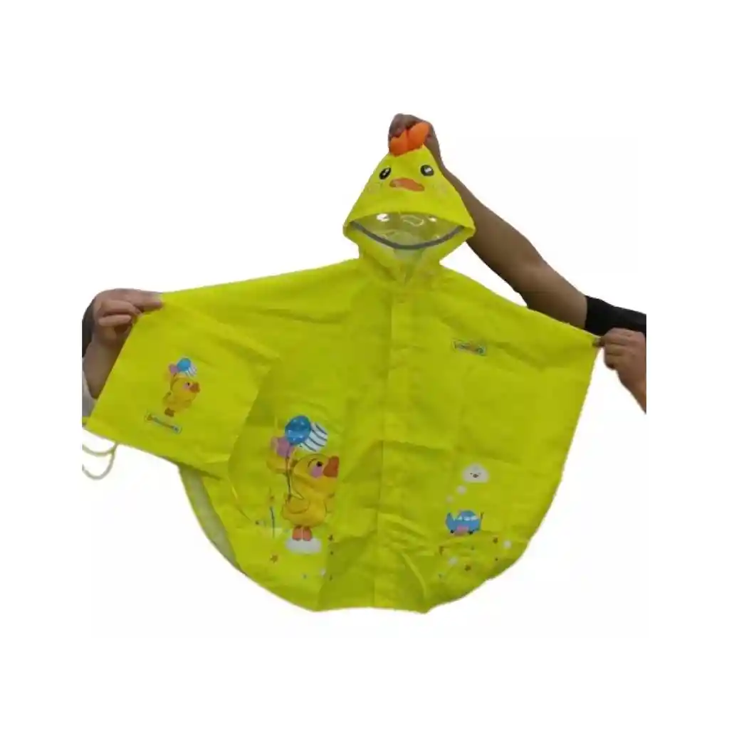 Impermeable Infantil Capa Poncho Lluvia Diseño Protege Tula Amarillo