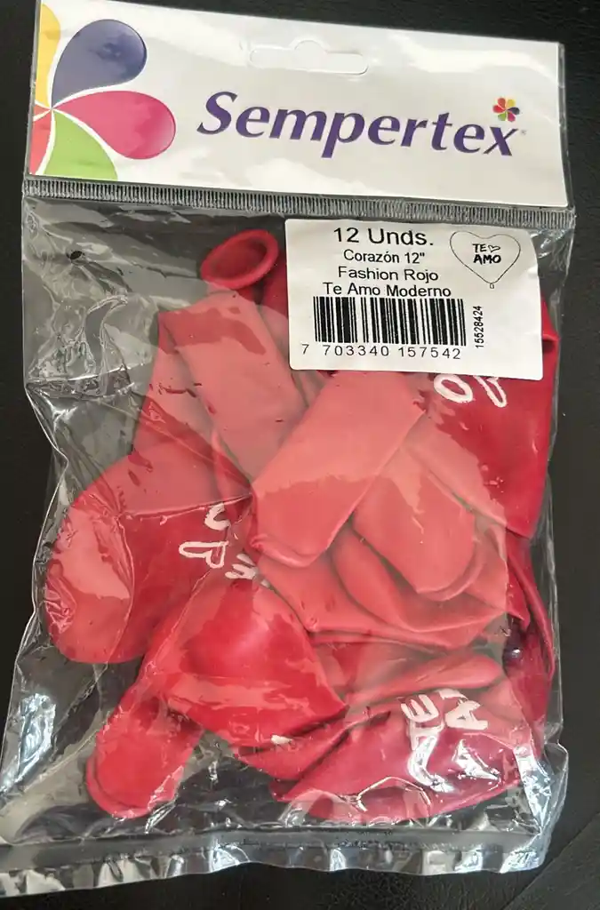 Bombas / Globos R-12 Sempertex Corazon Te Amo Rojas X12